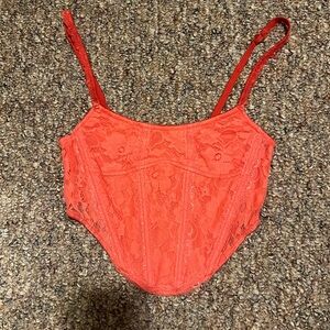 Urban Outfitters Lace Bodysuit in Coral